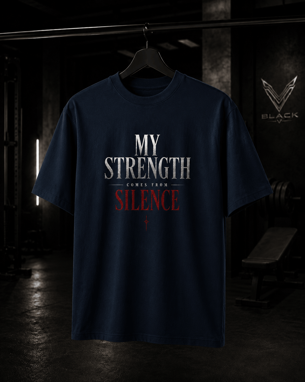 Organic, loose-fitting, high-neck T-shirt from BLACK V: style and strength in one place