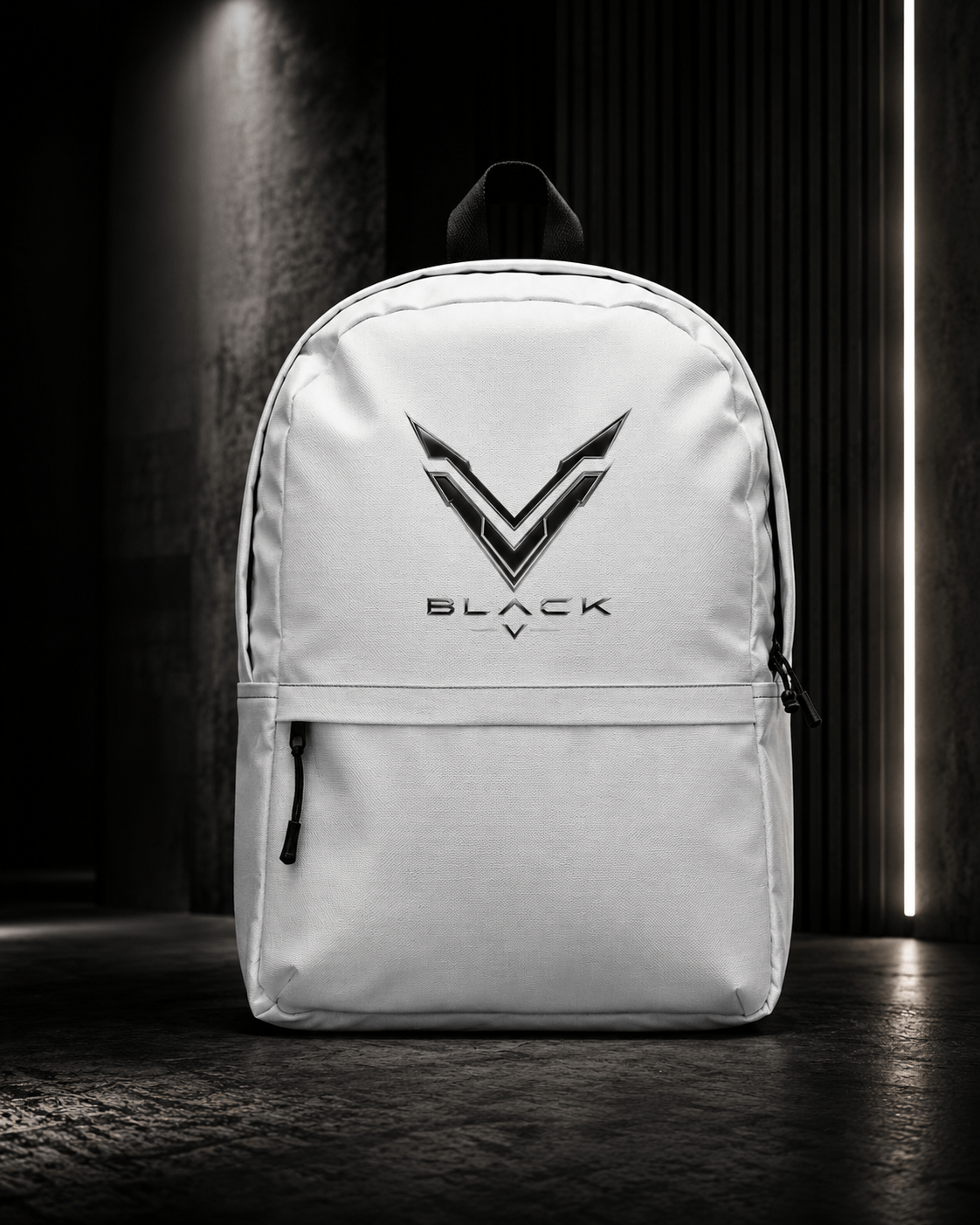 The BLACK V backpack is a distinctive piece of luxury.